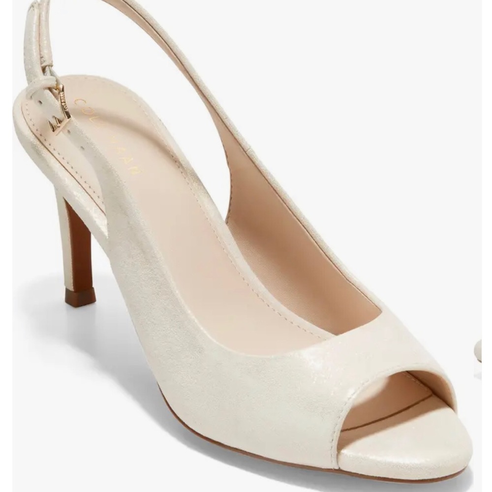 Cole Haan Maya Sling Back Pump - Ivory Leather Size 9